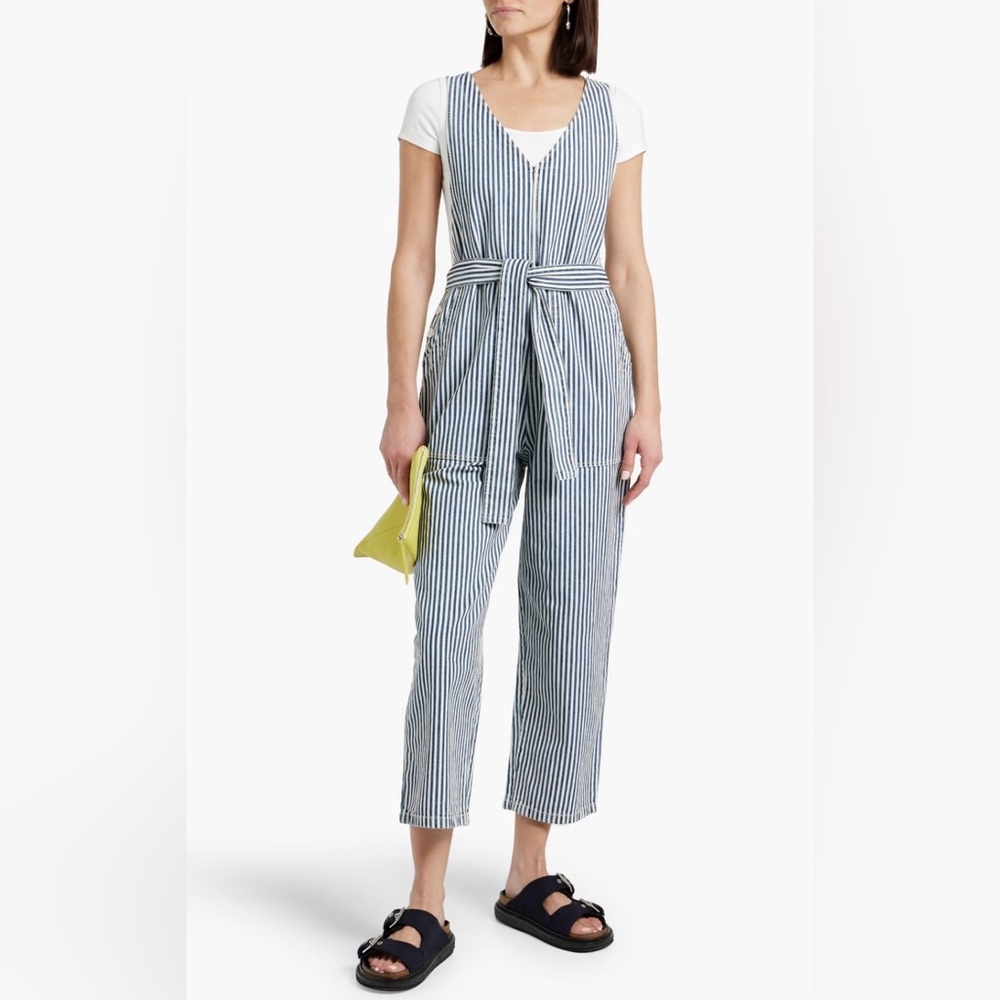 Alex Mill Cropped striped denim jumpsuit
